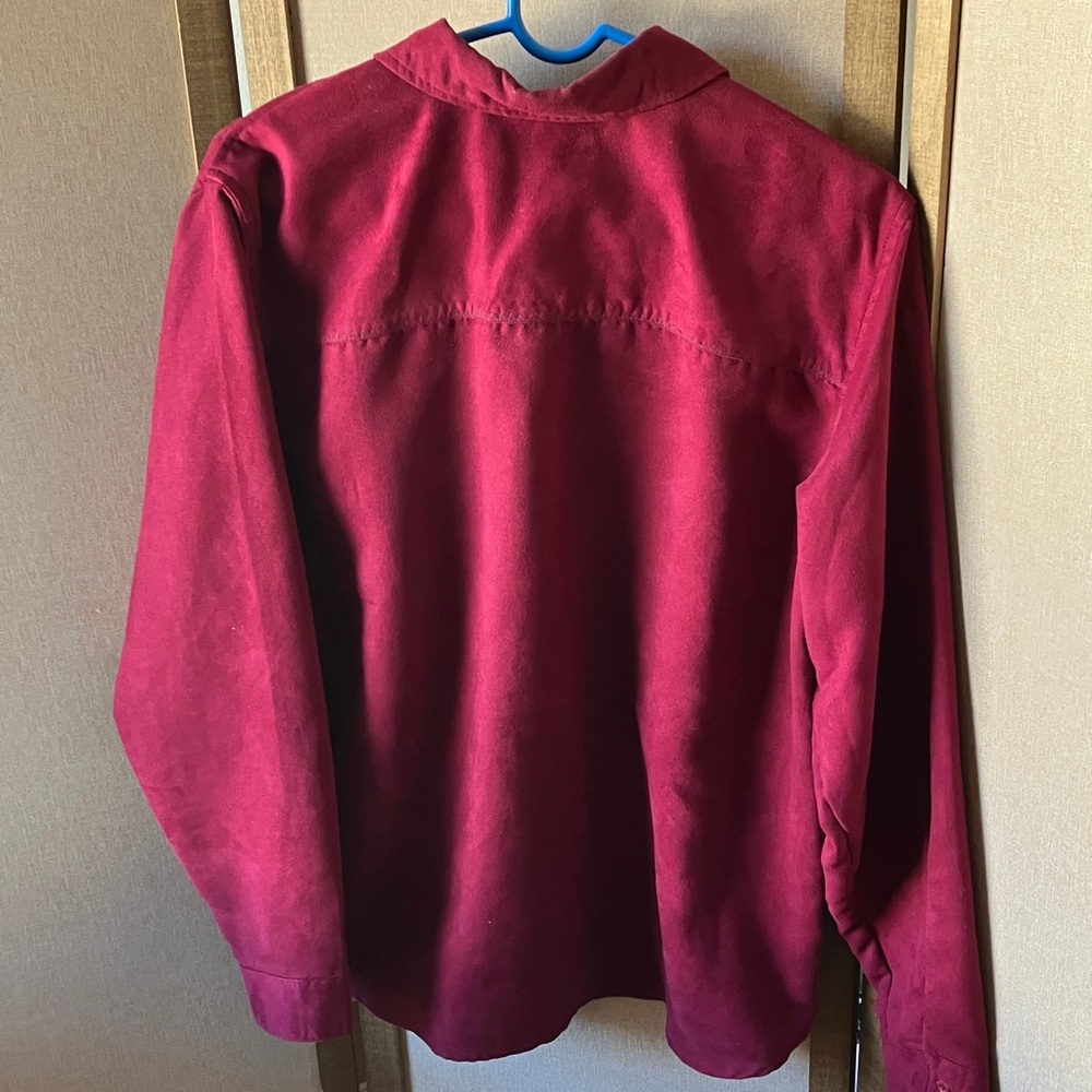 Cherokee Deep Red suede like ladies blouse large - Picture 10 of 14